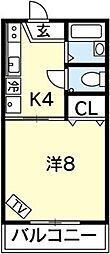 フレグランスヨシダ 1Kの間取図画像