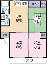 コーポ鴨島 3DKの間取図画像