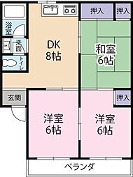 コーポ鴨島 3DKの間取図画像