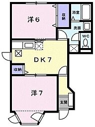 メゾン・ドファミーユB 2DKの間取図画像