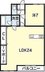 マリンハイツ 1LDKの間取図画像