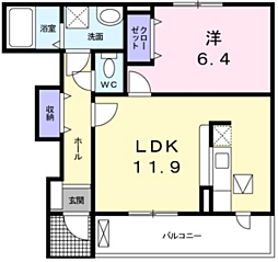 サニースクエアA 1LDKの間取図画像