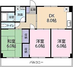 ヴィラ・アンソレイエ藍住 3DKの間取図画像