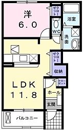 グレース・ガーデンA 1LDKの間取図画像