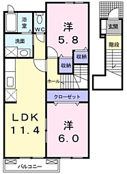 プレブリッジシェトワ1 2LDKの間取図画像