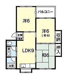 第二岡本ハイツ 3LDKの間取図画像
