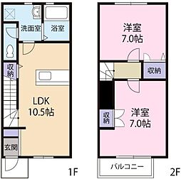 フローラ・ハイツ2 2LDKの間取図画像