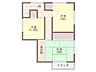 間取り：2F間取図。南側にベランダがあります。