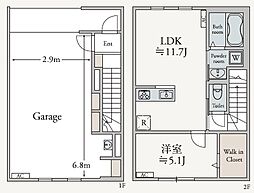 三郷市番匠免1丁目タウンハウス 1LDKの間取図画像