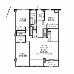 外苑マンション 3LDKの間取図画像