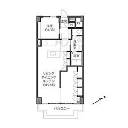 上祖師谷ハイツ 1LDKの間取図画像