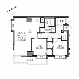 ウィン麻布十番 2LDKの間取図画像