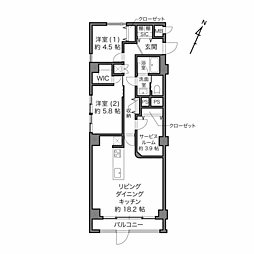 シャトー赤坂台 2SLDKの間取図画像