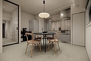 LDKと廊下の間仕切りには、天井までの高さがあるガラス建具を採用。視線が抜けることで、空間の奥行きと開放感を感じられます。※CGイメージ