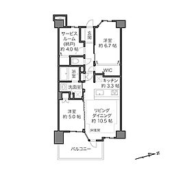 ヴェレーナグラン横浜野毛山公園 2SLDKの間取図画像