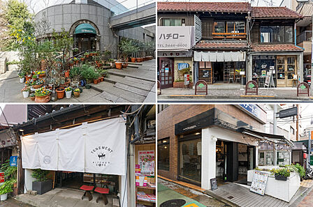 左上・イタリア政府公認レストラン「LA BISBOCCIA」/右上・カフェ「HAPPY HOUR」/左下・チーズケーキ専門店カフェ「tenement」/右下・「Burger Mania白金店」