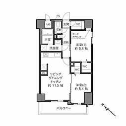 マイキャッスル池尻大橋 2LDKの間取図画像