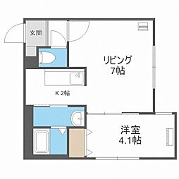 カーザフェリス平岸 3階1LDKの間取り