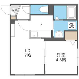 クレスト白石中央 4階1LDKの間取り