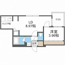 ＡＲＩＳＴＯ北7条 1階1LDKの間取り