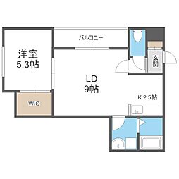 札幌市北区篠路八条6丁目アパート 1LDKの間取図画像