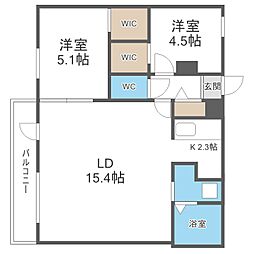 札幌市中央区南六条西13丁目マンション 2LDKの間取図画像