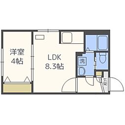 TSUBAKISQUARE円山公園WEST 1LDKの間取図画像