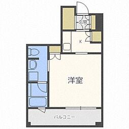 ラフィネタワー札幌南3条 1Kの間取図画像