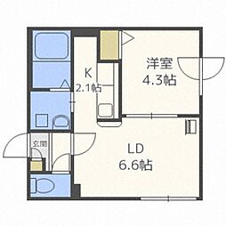 プリリア平岸 1LDKの間取図画像