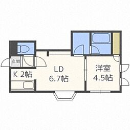 アミーナ3 1LDKの間取図画像