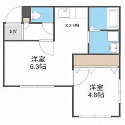 ル・ファール琴似 1LDKの間取図画像