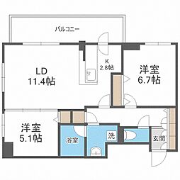 RESIDIA円山北五条 2LDKの間取図画像