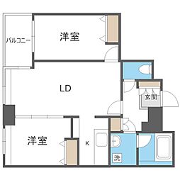 ラフィネタワー札幌南3条 2LDKの間取図画像