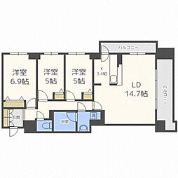 RESIDIA円山北五条 3LDKの間取図画像