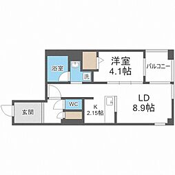 S-RESIDENCE近代美術館前 1LDKの間取図画像