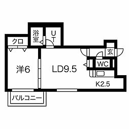 ノーブル円山 1LDKの間取図画像