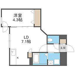 札幌市西区二十四軒四条7丁目マンション 1LDKの間取図画像