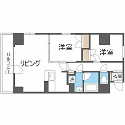シティーコート北1条 2LDKの間取図画像