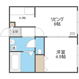 リー・スペース白石 1LDKの間取図画像