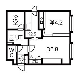 ノースクレイン 1LDKの間取図画像