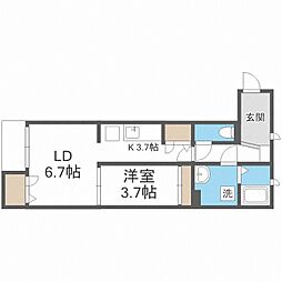 エスアール元町 1LDKの間取図画像