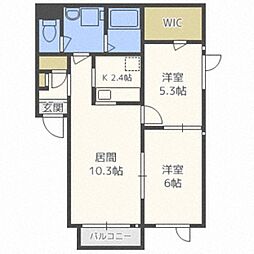 ディアス発寒中央C 2LDKの間取図画像