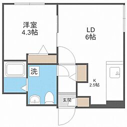タカライーストヒルズ 1LDKの間取図画像