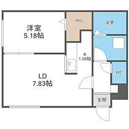 ecoa北27条 1LDKの間取図画像