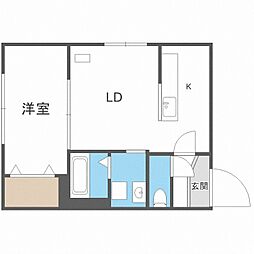 JIC新道東 1LDKの間取図画像