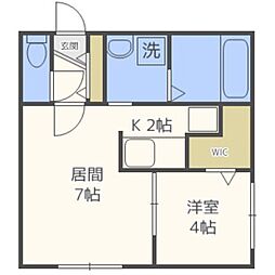 セントニア山の手 1LDKの間取図画像