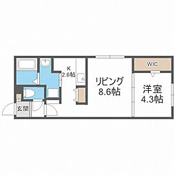 Excel澄川 1LDKの間取図画像