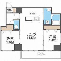 グラン札幌 2LDKの間取図画像