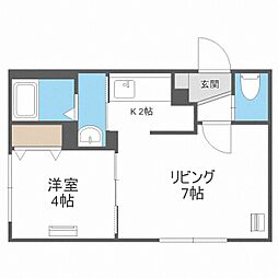 カーザフェリス平岸 1LDKの間取図画像
