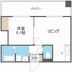 グラスN21 1LDKの間取図画像